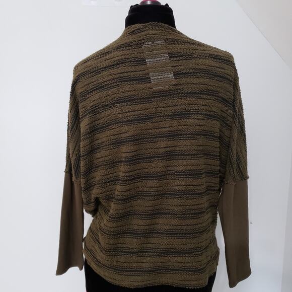 NWT Chalet Moss Green Striped Long Sleeve Wrap Sweater - Picture 3 of 12